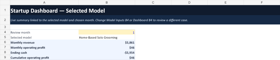 Financial Model Dashboard